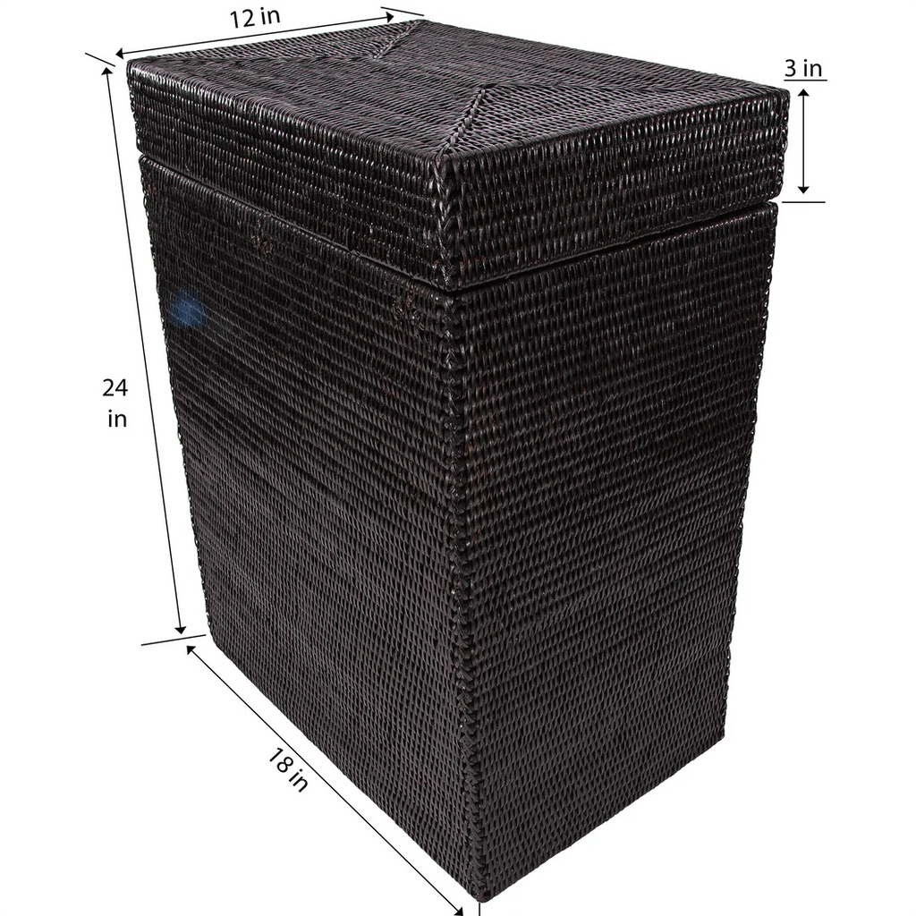 Black Rattan Laundry Hamper With Lid