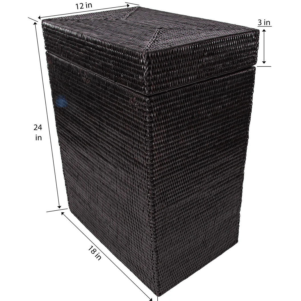 Black Rattan Laundry Hamper With Lid
