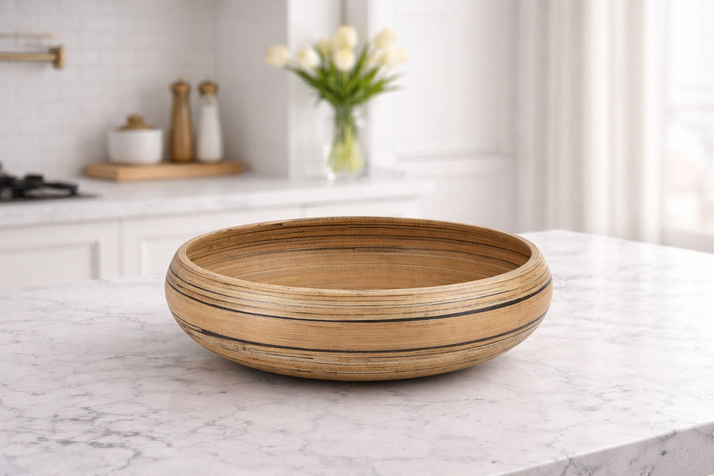 Artisan Spun Bamboo Bowl (Dark Natural)