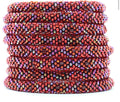 Handcrafted Glass Bead Bracelet Duo-Crimson