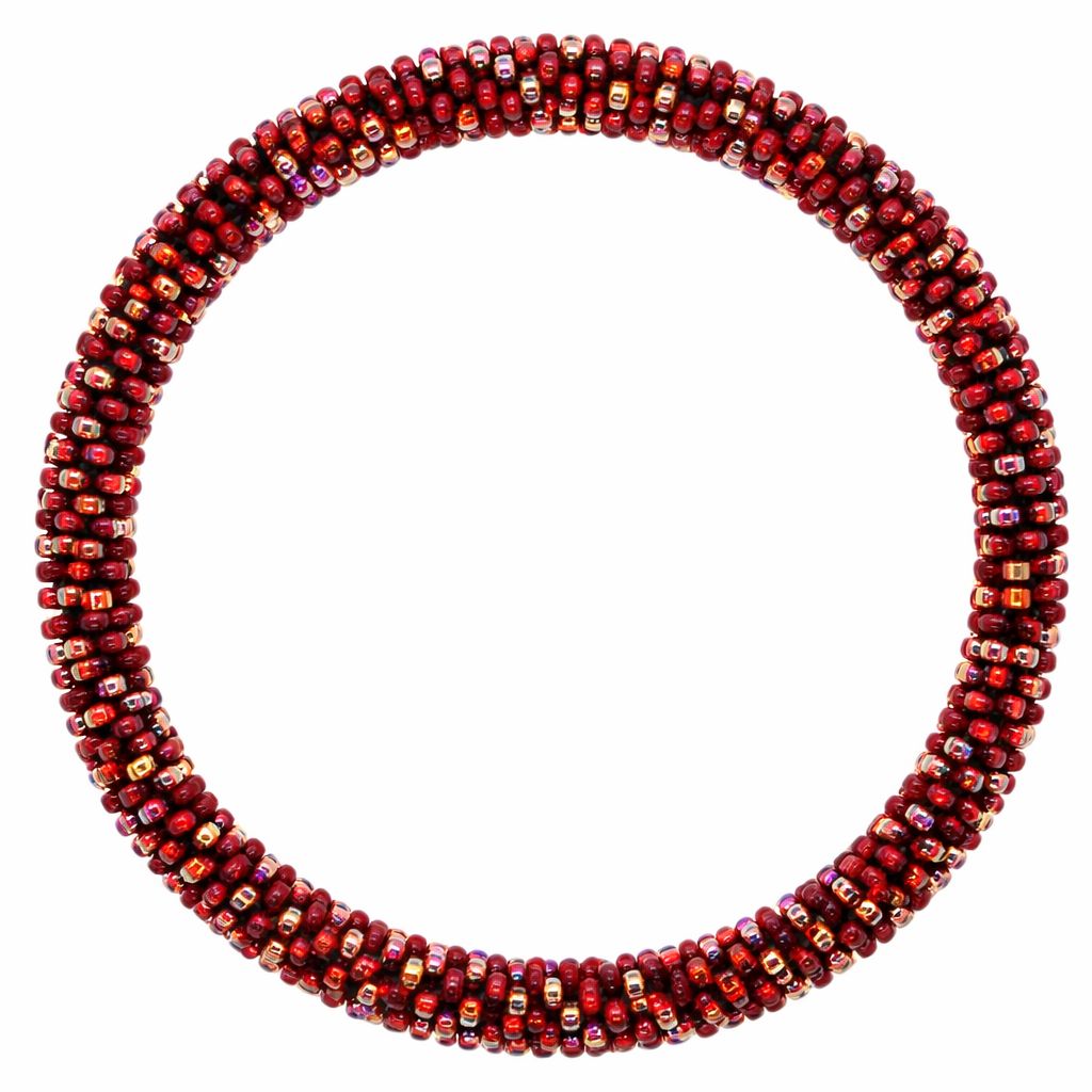 Handcrafted Glass Bead Bracelet Duo-Crimson