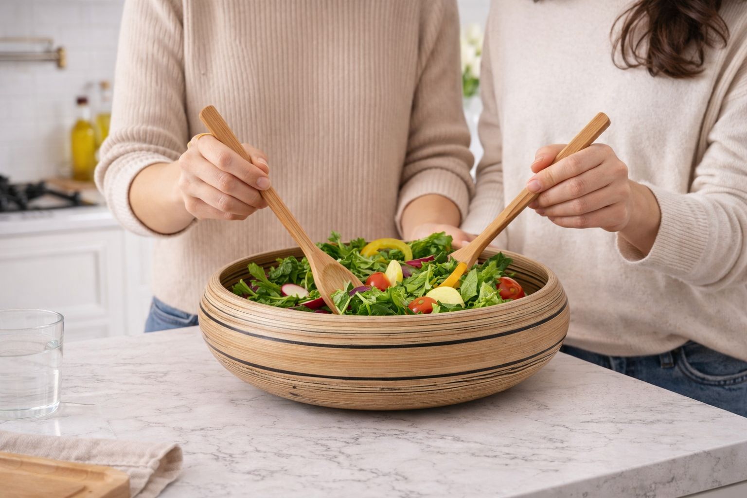 Artisan Spun Bamboo Bowl (Dark Natural)