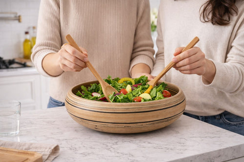 Artisan Spun Bamboo Bowl (Dark Natural)