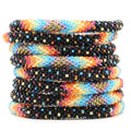Handcrafted Glass Bead Bracelet Duo- FLAME PETALS