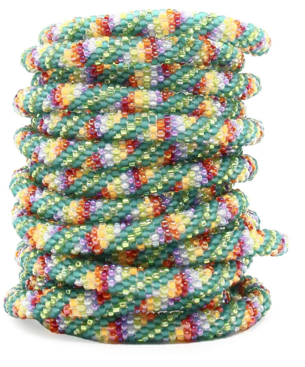 Handcrafted Glass Bead Bracelet- FOREST LIGHT 🚦