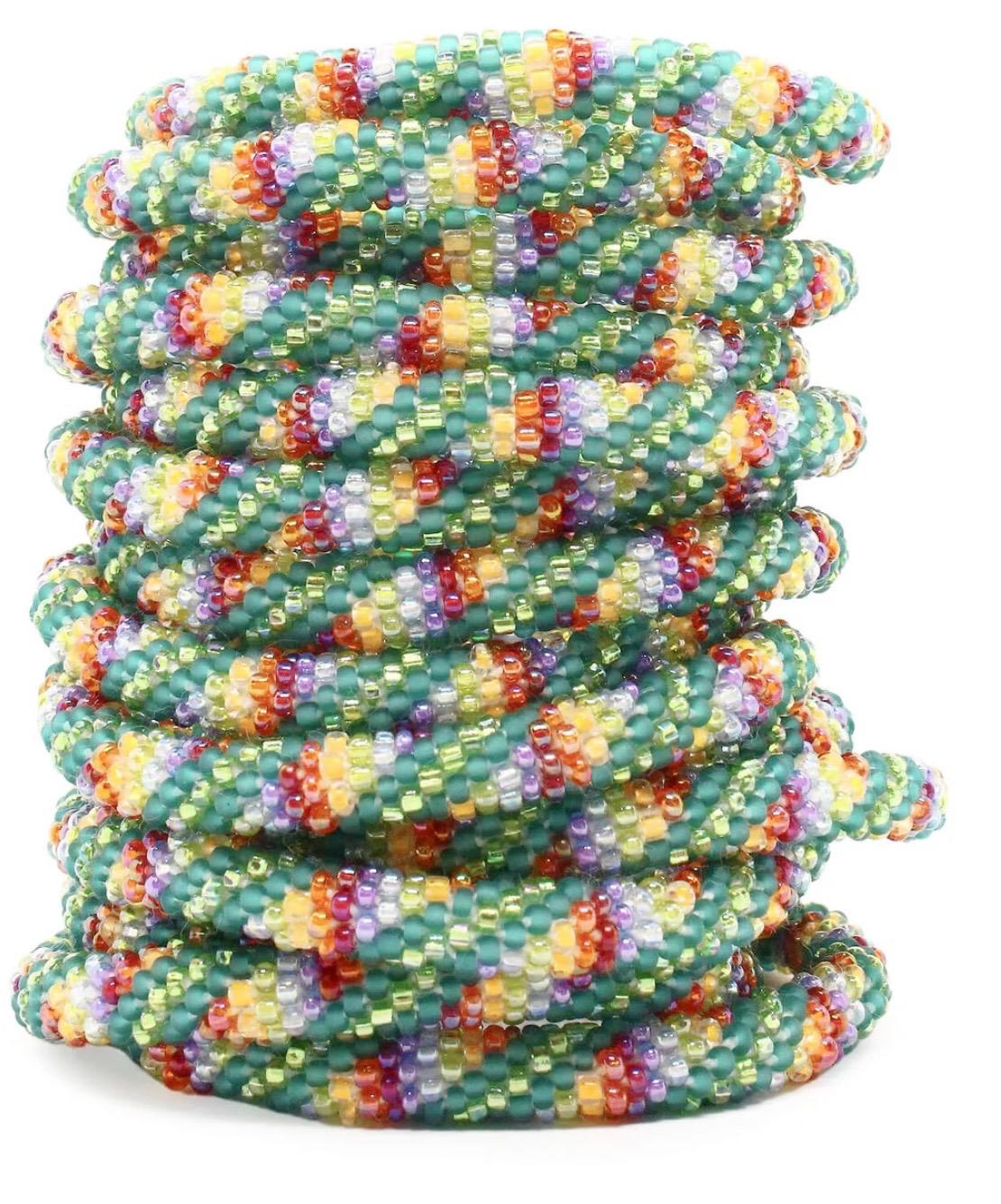 Handcrafted Glass Bead Bracelet- FOREST LIGHT 🚦