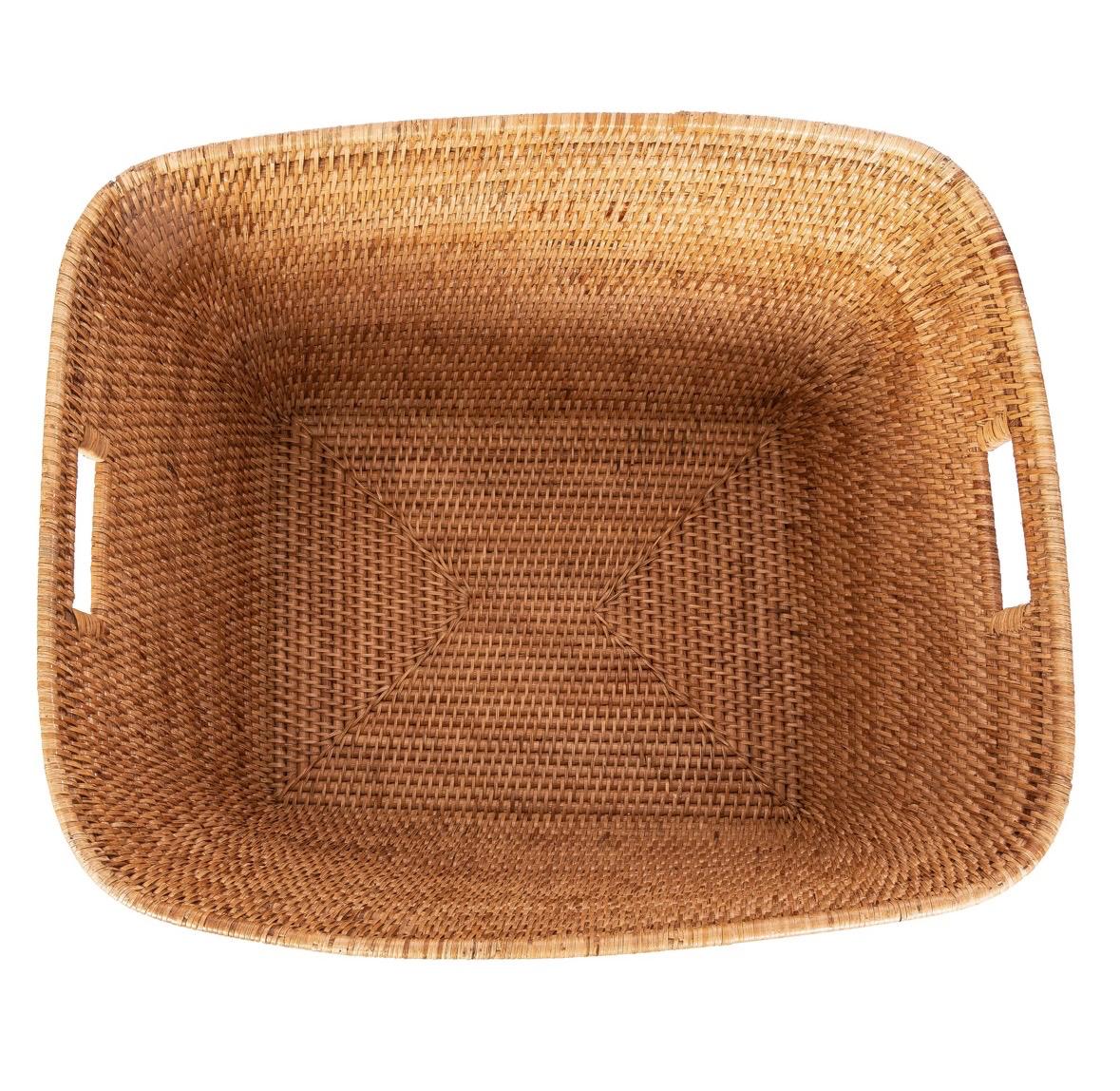 Hand-Woven Large Rattan Basket - Honey Brown