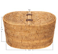 Honey Brown Rattan Oval Double Toilet Paper Box