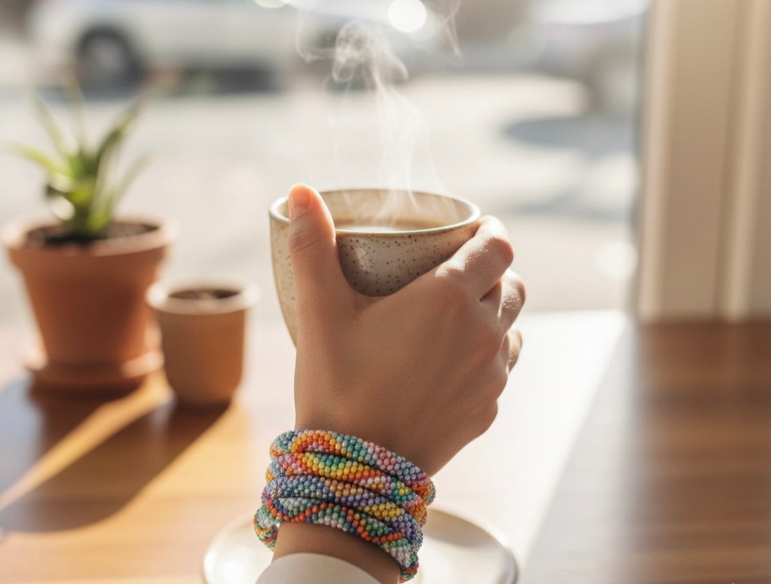 Handcrafted Glass Bead Bracelet - SOLAR