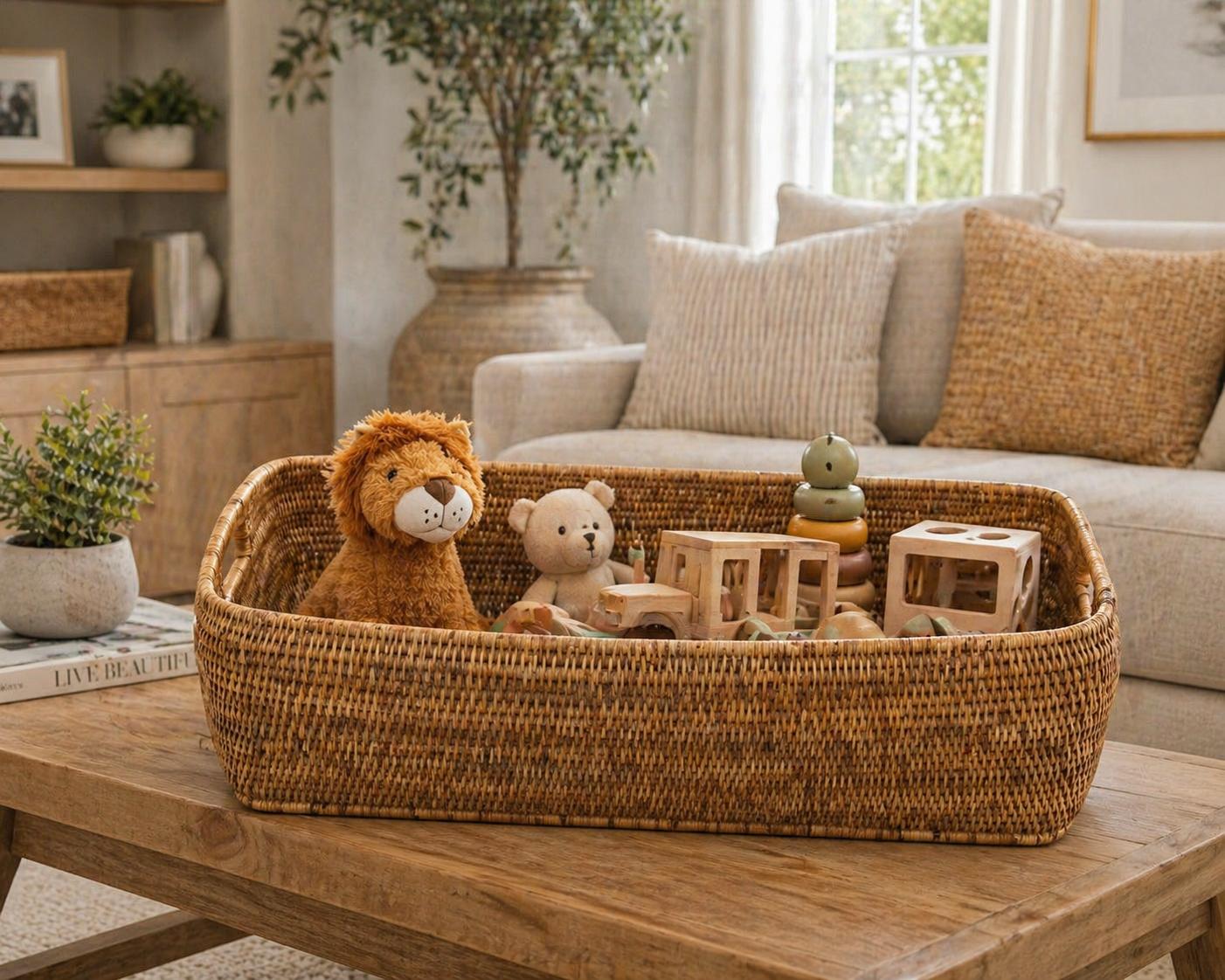 Honey Brown Rattan Lattice basket