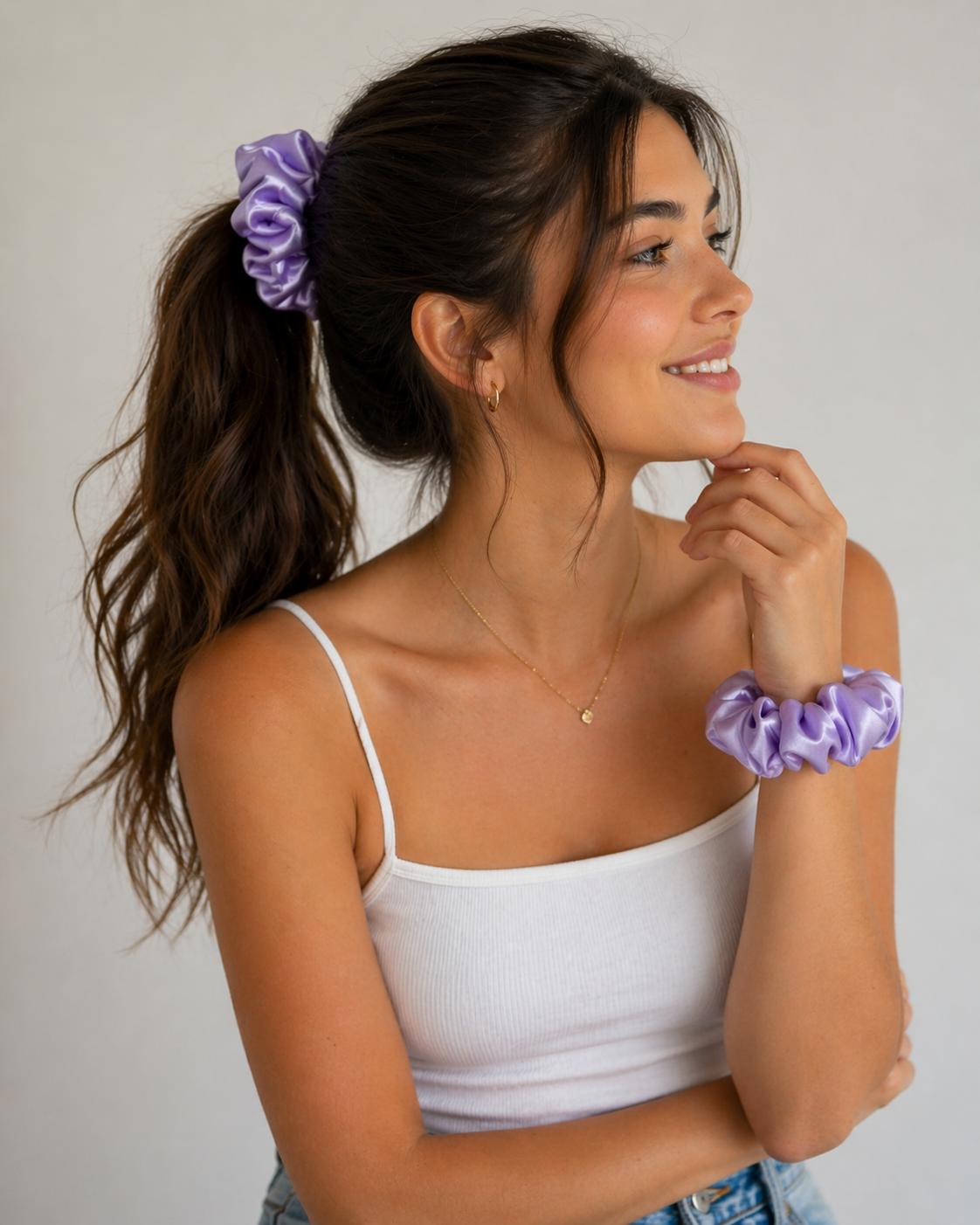 Silk Scrunchie Gift Duo: Lavender Mist