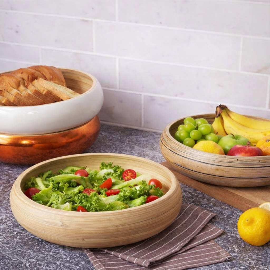 Artisan Spun Bamboo Fruit Bowl (Natural)