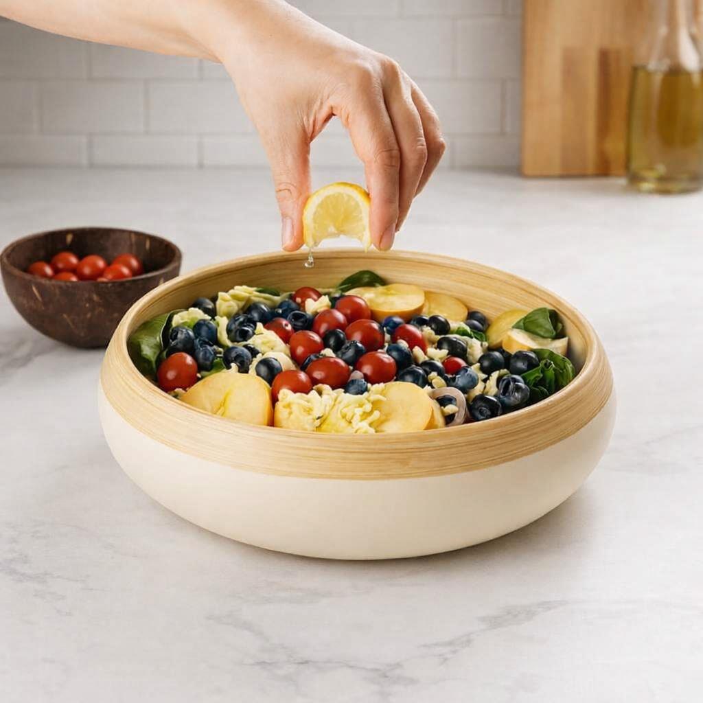 Minimalist Spun Bamboo Bowl (Off-White)
