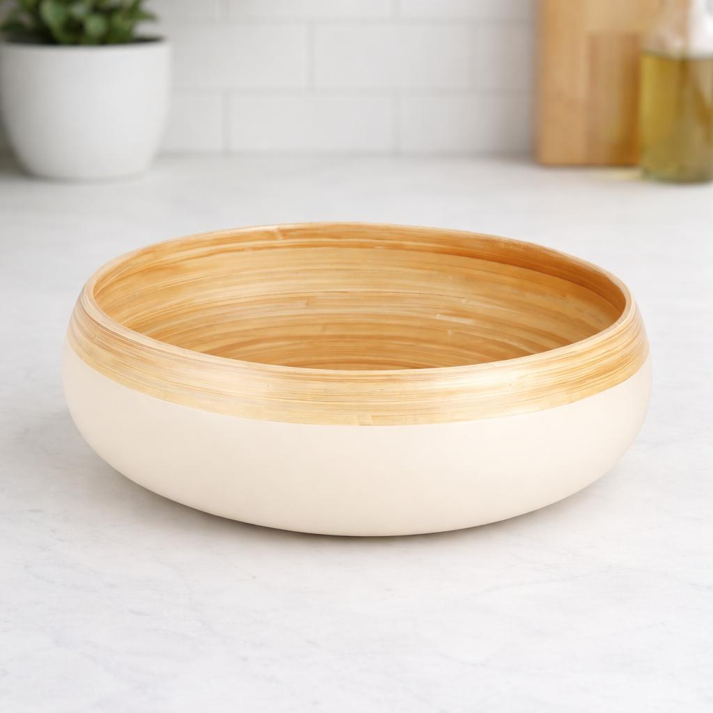 Minimalist Spun Bamboo Bowl (Off-White)