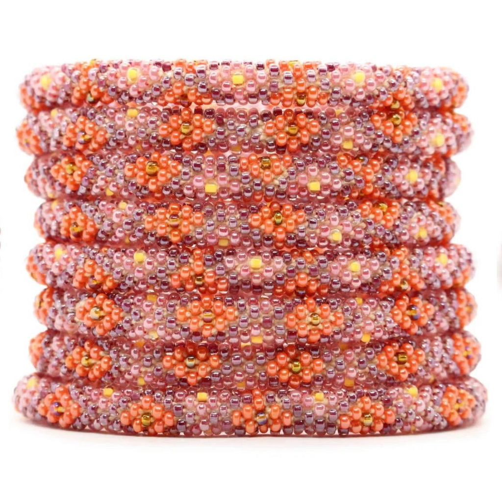 Handcrafted Glass Bead Bracelet - Peach Blossom 🌸