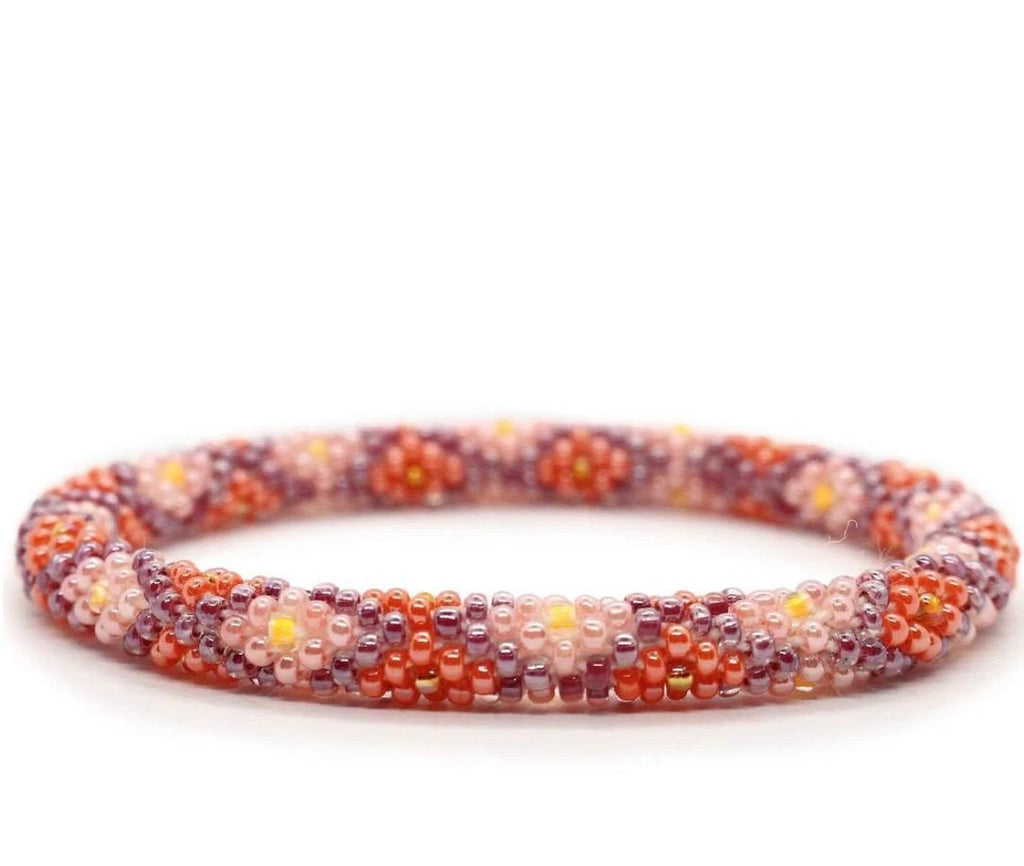 Handcrafted Glass Bead Bracelet - Peach Blossom 🌸