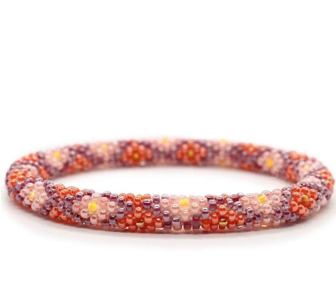 Handcrafted Glass Bead Bracelet - Peach Blossom 🌸