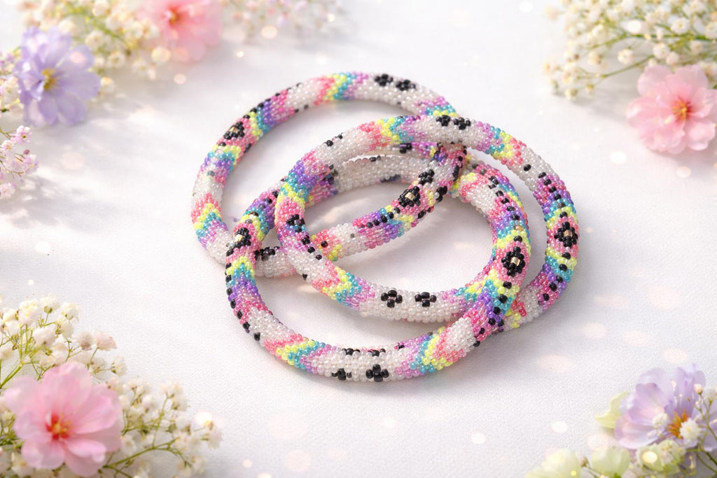 Handcrafted Glass Bead Bracelet - Rainbow 🌈