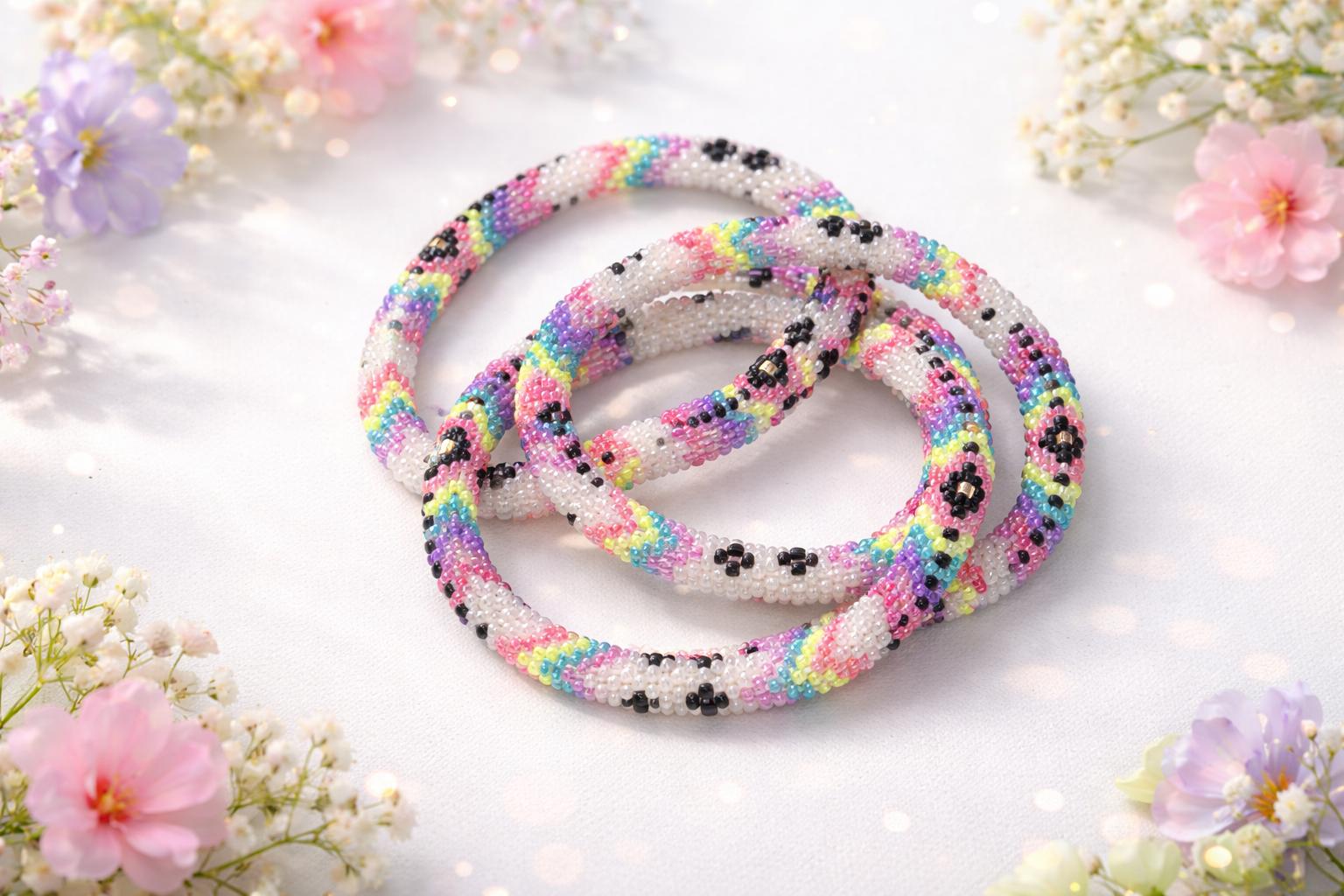 Handcrafted Glass Bead Bracelet - Rainbow 🌈