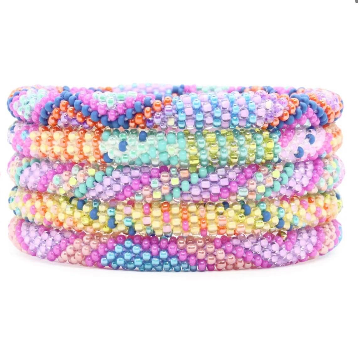 Handcrafted Glass Bead Bracelet Duo- RAINBOW  VEIL 🌈 👰