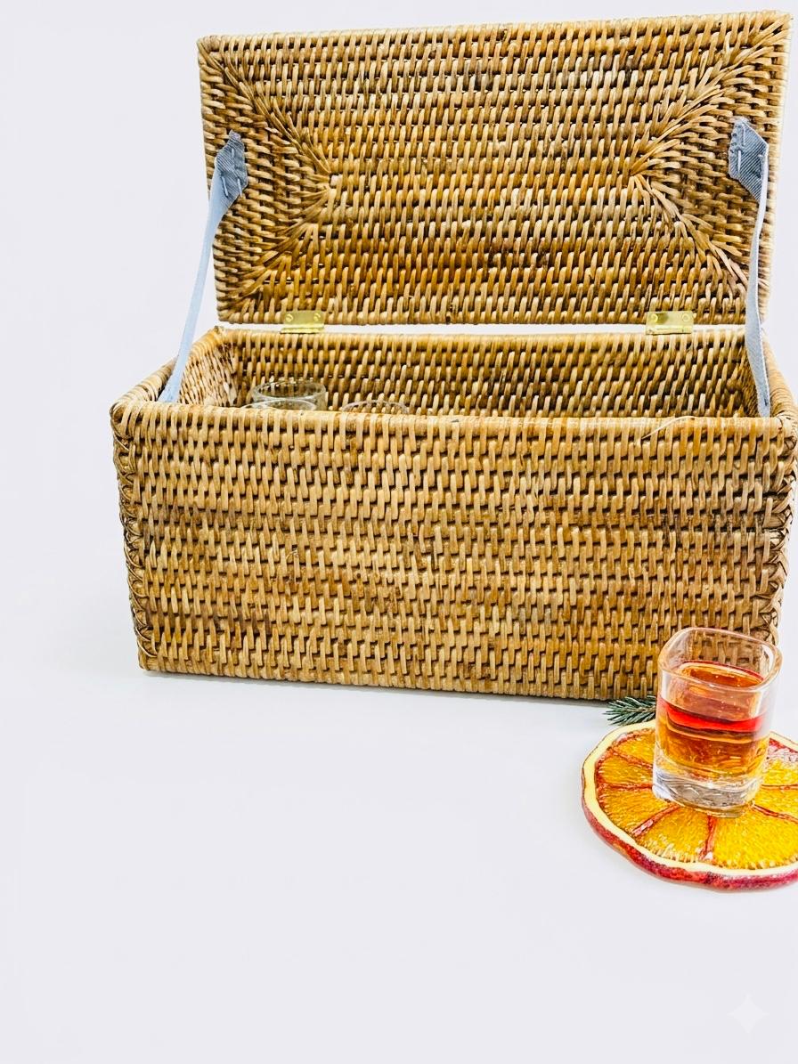 Rattan Double-Roll Storage Chest