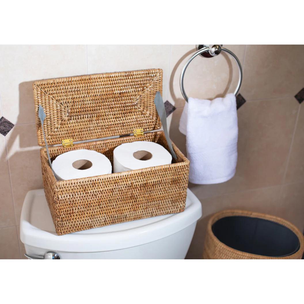 Rattan Double-Roll Storage Chest