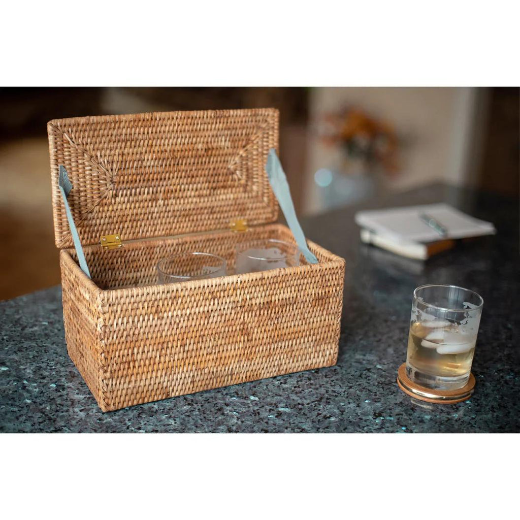 Rattan Double-Roll Storage Chest