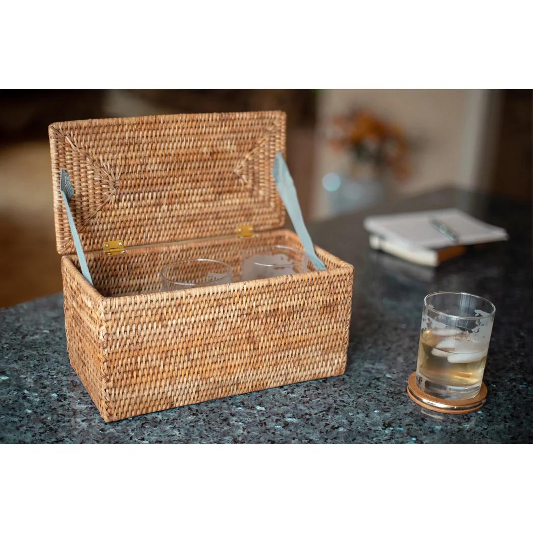 Rattan Double-Roll Storage Chest