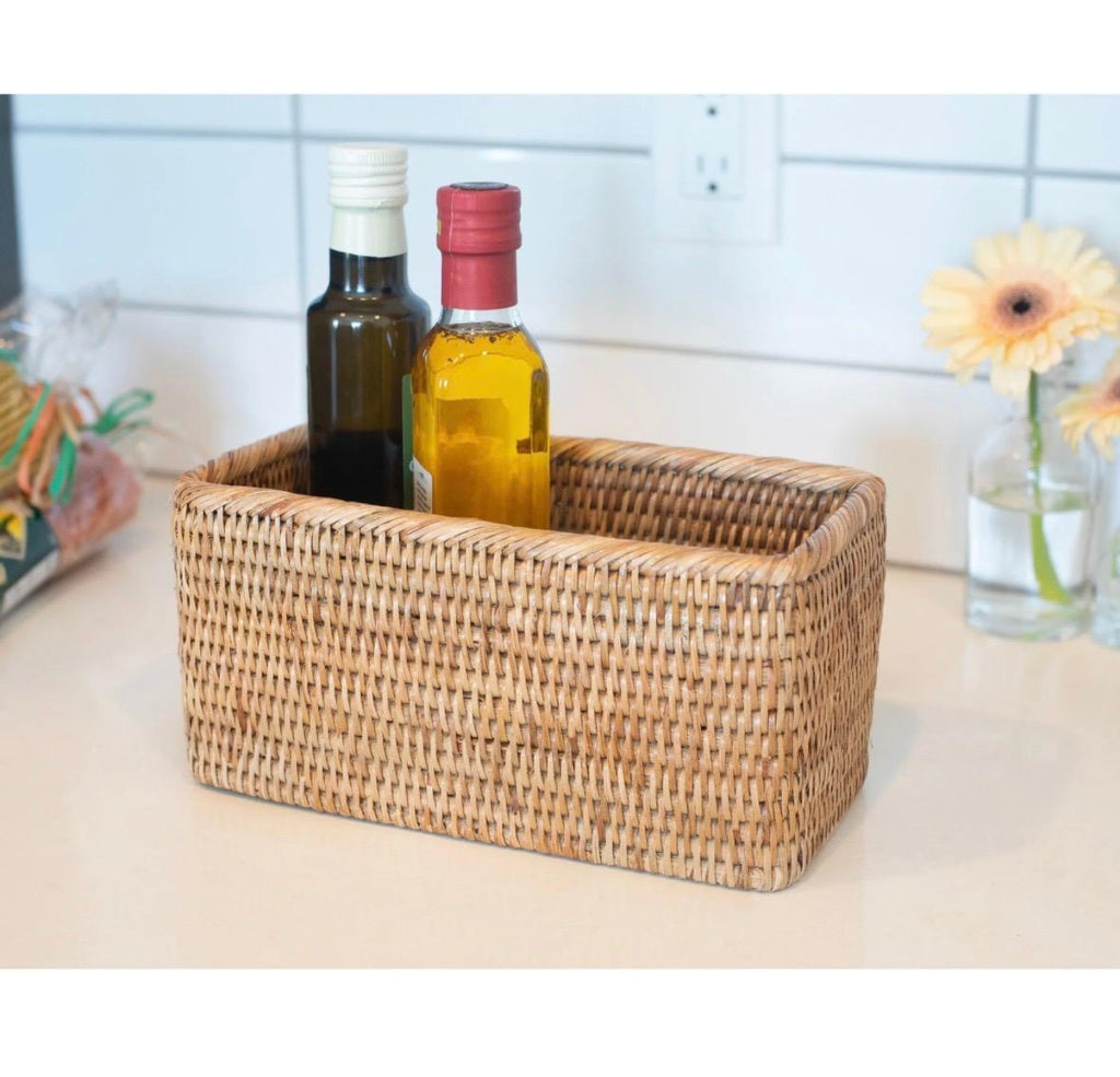 Honey Brown Rattan Narrow Rectangular Tray