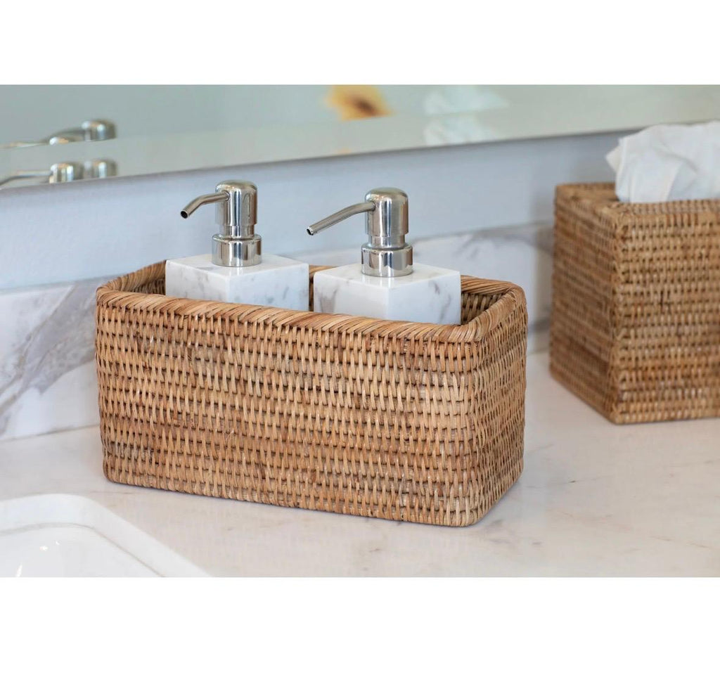 Honey Brown Rattan Narrow Rectangular Tray