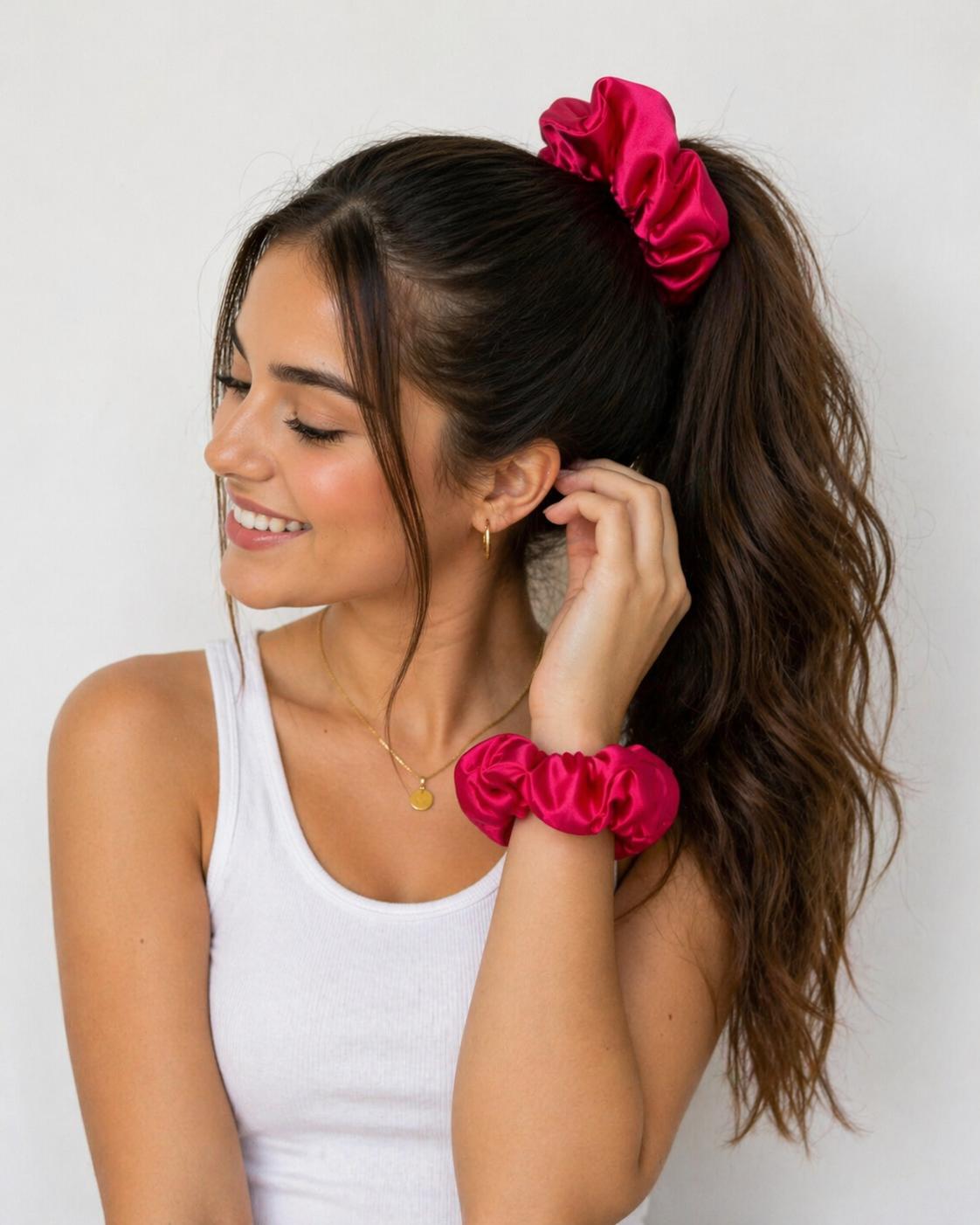 Silk Scrunchie Gift Duo | Deep Berry