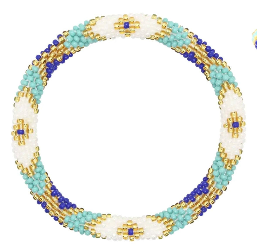 Handcrafted Glass Bead Bracelet - Royal Aqua Weave