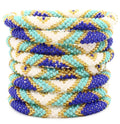 Handcrafted Glass Bead Bracelet - Royal Aqua Weave