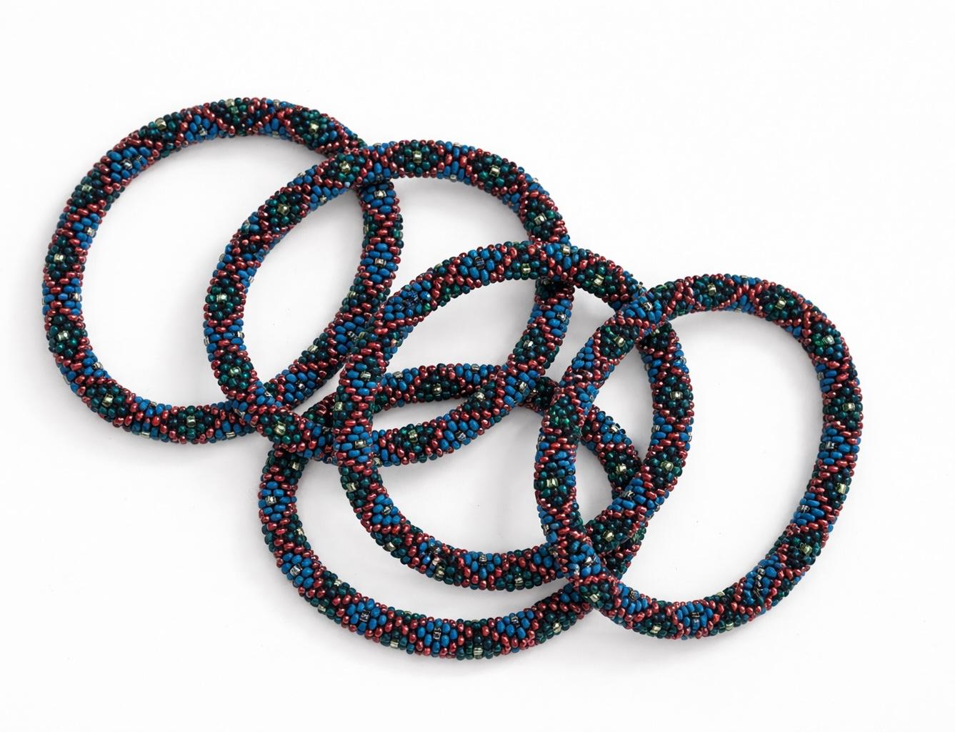 Handcrafted Glass Bead Bracelet Duo- SAPPHIRE MIST