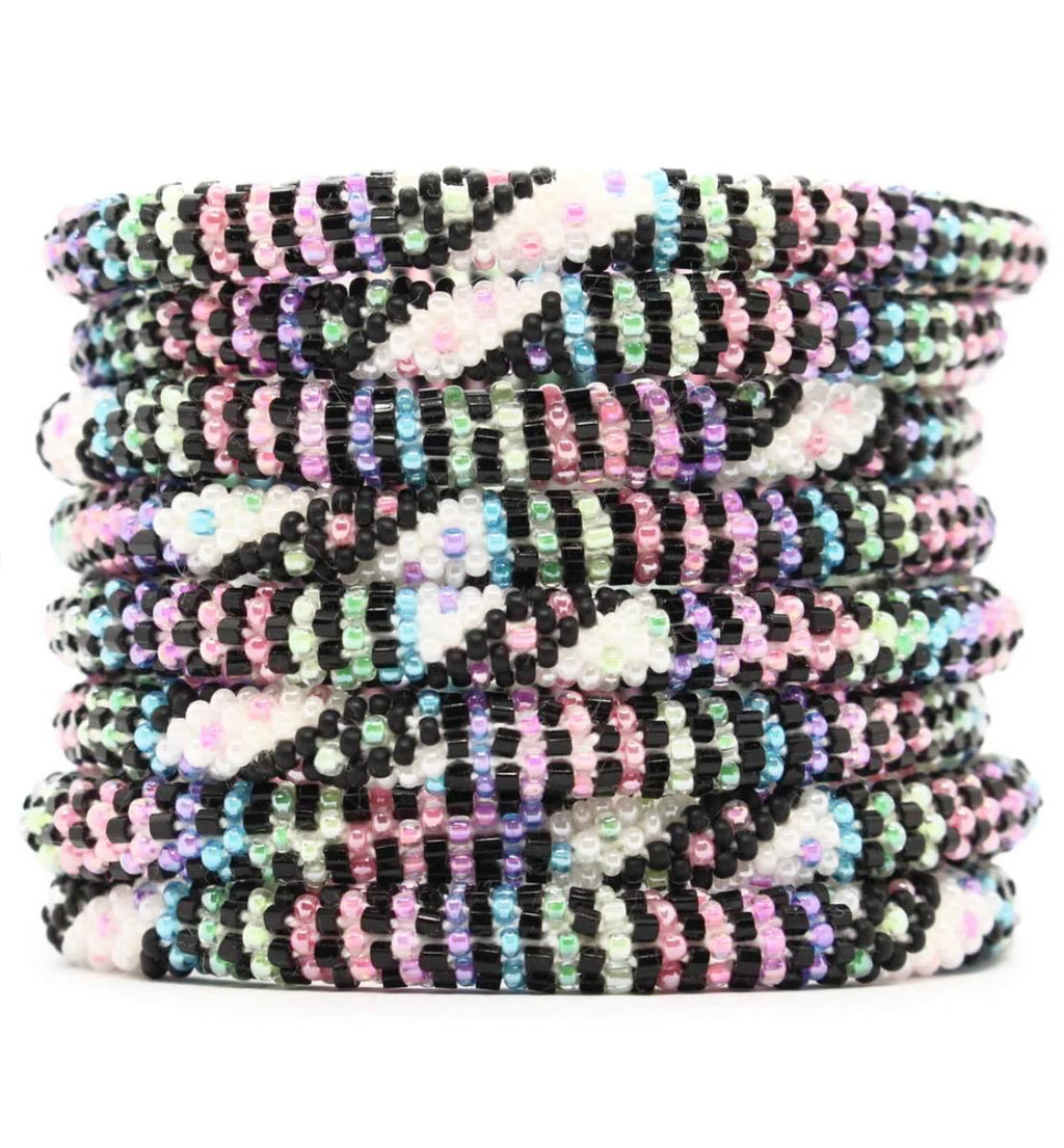 Handcrafted Glass Bead Bracelet Duo - MORNING DEW