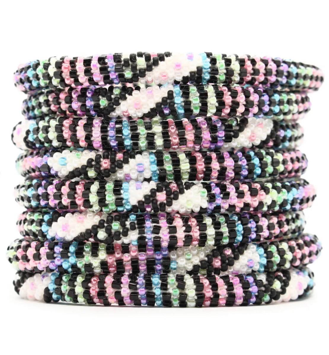 Handcrafted Glass Bead Bracelet Duo - MORNING DEW